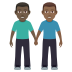 👨🏿‍🤝‍👨🏾 men holding hands: dark skin tone, medium-dark skin tone display on JoyPixels